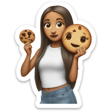 Ariana grande with a cookie in one hand and juice in the other sticker