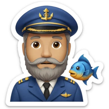 bearded fish ship captain sticker