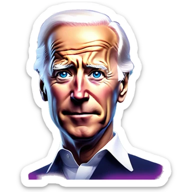 Synthwave Biden in Elsa style, oil paint, epic eyes, intricate lips, exquisite pose, beautiful, desirable, logical sticker