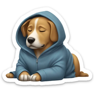 Sleeping dog with a hoodie sticker