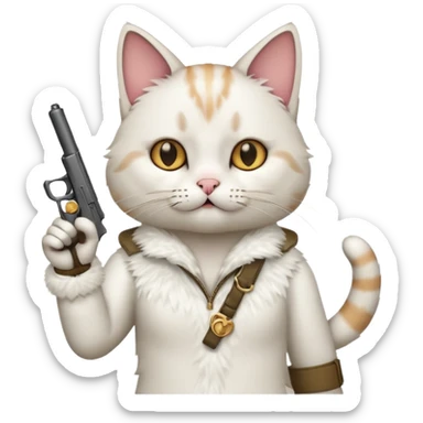 Make a cat holding up the middle finger with a gun sticker