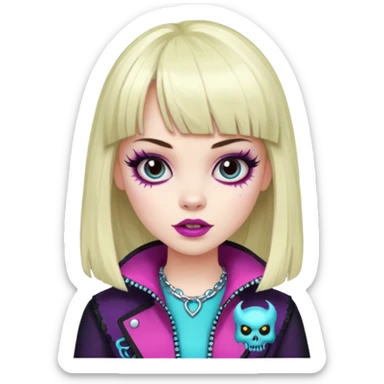 quero uma menina de franja parecendo uma monster h sticker