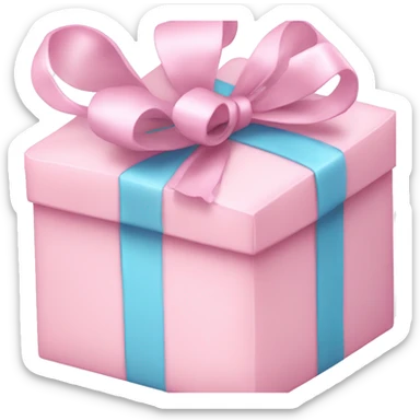 Baby pink Present box with baby blue ribbon sticker