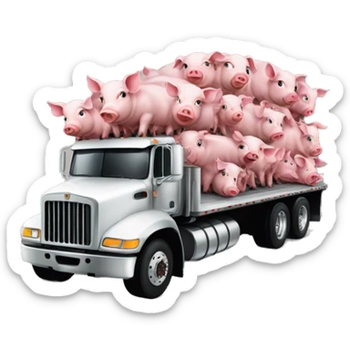A 18 wheeler truck full of piglets sticker