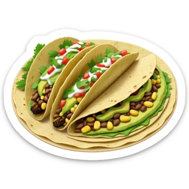 Mexican tacos filled with nopales, beans, and avocado, in soft corn tortillas sticker