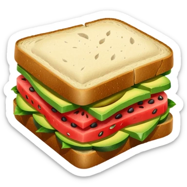 Sandwich with watermelon, wood and avocado sticker
