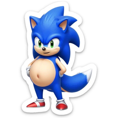 sonic the hedgehog with a pregnant belly sticker