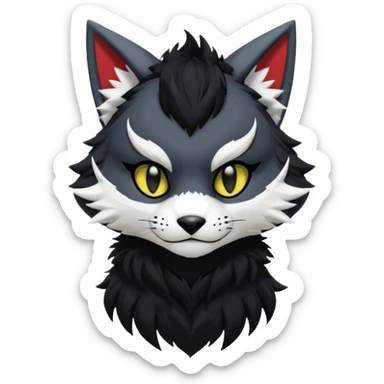 Cool gothic cute badass Kemonomimi Nekomimi Japanese Anime Kemono Furry Style Vernid-Protogen-Sergal-Fursuit-furry-fursona sticker