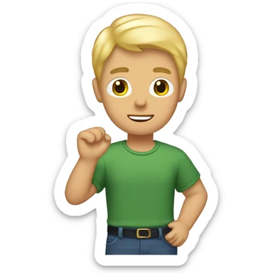 a man with blond short hair and a little bit of a beart and a green leave in his hand sticker