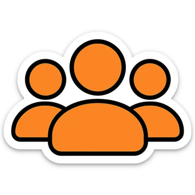 Remove all social details or icons, leave only a simple silhouette representing followers, in orange color #fe6601, with transparent background. sticker