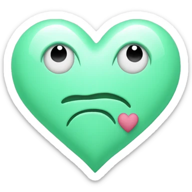 Mint green heart shape with heart shaped eyes in lighter green sticker