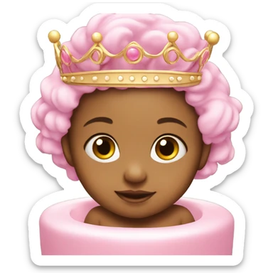 cutе baby girl in the pink bath with crown on head sticker