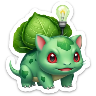 Bulbasaur with a green cabbage-like bulb on back  sticker