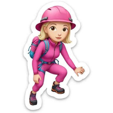 woman in pink clothes mountain climbing sticker