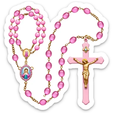 make catholic rosary with very girly pink tones. sticker