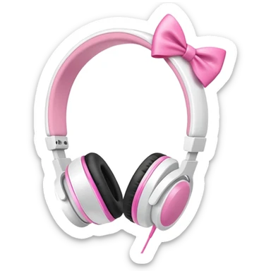 White headphones with pink bow sticker