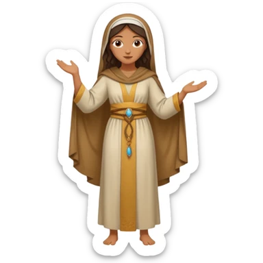 fullbody Jerusalem woman in ancient robes, hair visible, no headscarf or hijab, no Christian symbols sticker