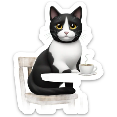 Black and white cat drinking Starbucks coffee  sticker