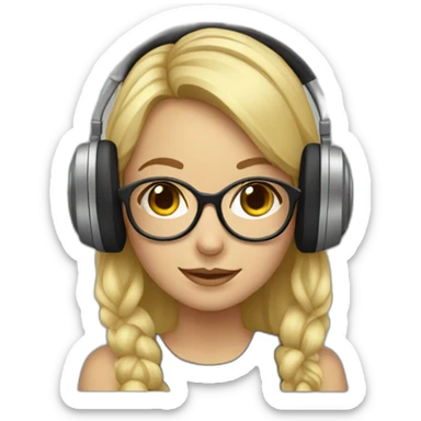 Blonde girl with big glasses and headphones sticker