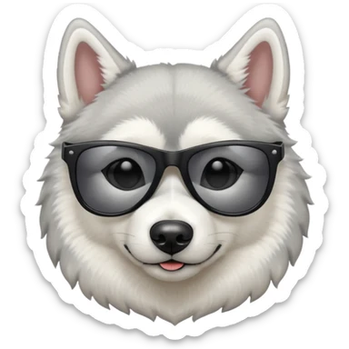 white/grey husky dog with black sunglasses sticker