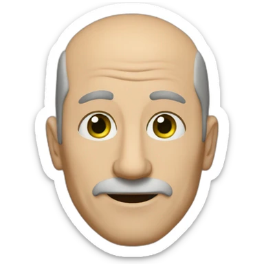 55-year-old man, a long nose, green eyes, balding, brown hair sticker
