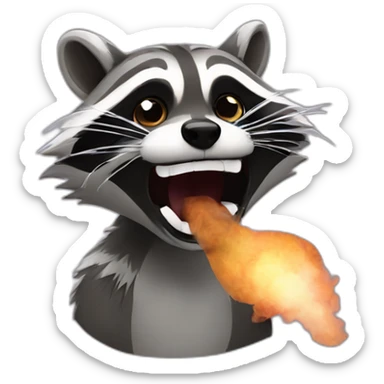 Raccoon opening mouth with smoke coming out sticker