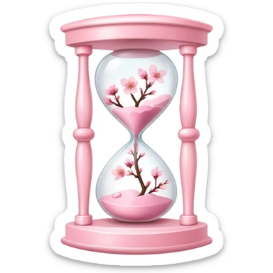 Pink pastel and white Cherry Blossom hourglass sticker