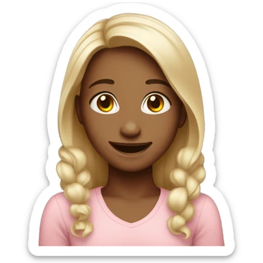 happy blushing medium tone girl sticker