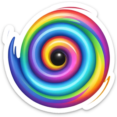 rainbow black hole, swirling colors, cosmic, vibrant, glowing, stylized as an emoji sticker