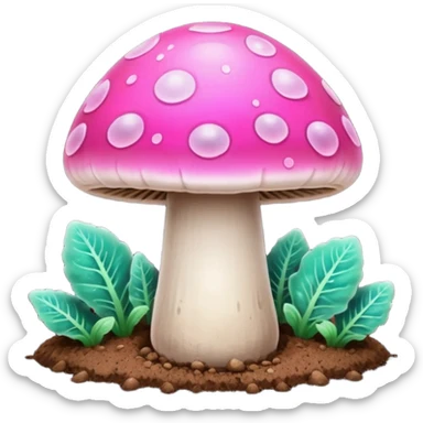 pink glowing magic mushroom with dirt sticker