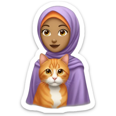 Cure Orange cat with a lightskin who wear hijab sticker