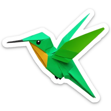 colibri qui vole en origami sticker