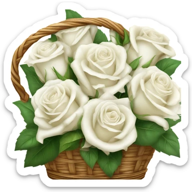 White rose bouquet in basket sticker