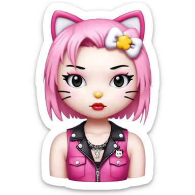 punk rock hello kitty girl sticker