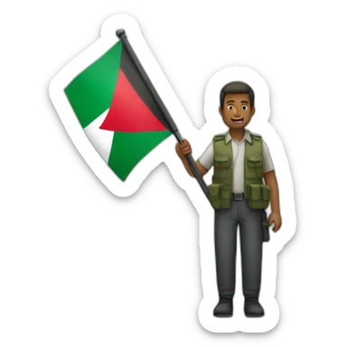 a man holding palestine flag sticker