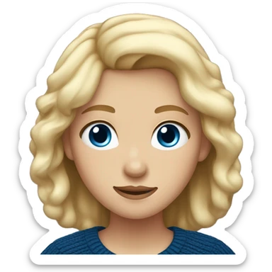 Girl with blond hair blue eyes an dark blua sweater sticker
