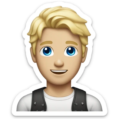Blonde hair  middle part, blue eyed boy with abs sticker