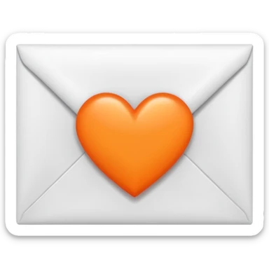 white envelop with small orange heart in the middle sticker