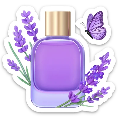 Lavender perfume with lavender flowers, and butterfly, pastel aesthetic, pastelcore sticker