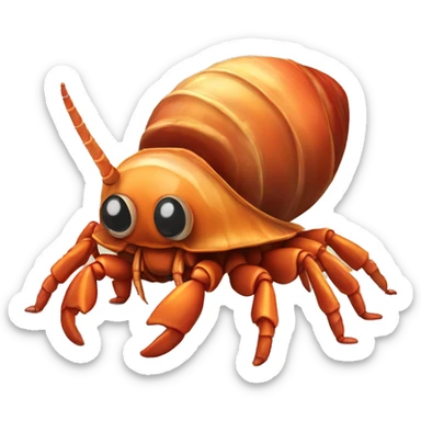 A cartoony hermit crab sticker