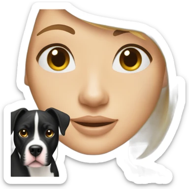 Blond lady with shoulder length bob haircut and a black and white Pitbull sticker