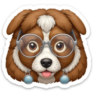 dog wearing grany sticker