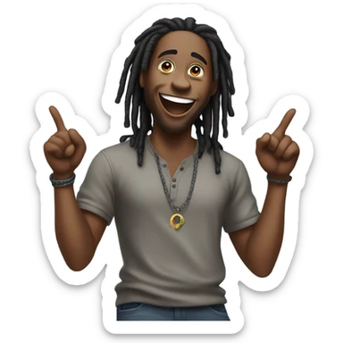 A black guy with dreads pointing at you laughing ￼ sticker