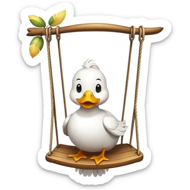 a duck on a swing sticker