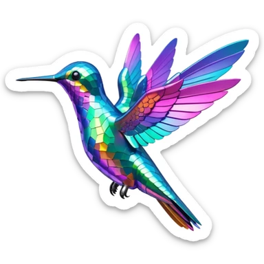Futuristic colored, detailed, 3d Rendering, hummingbird sticker