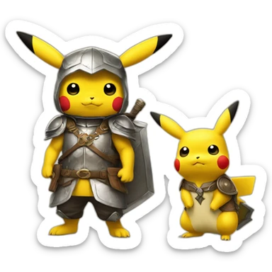 pikachu avec armur de chevalier des ténébre sticker