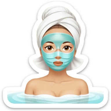 Lady with face mask spa beauty full face relaxing sticker
