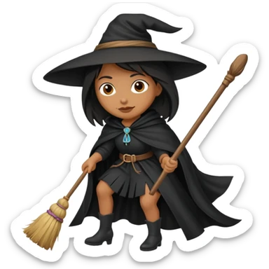 Bruja en escoba sticker