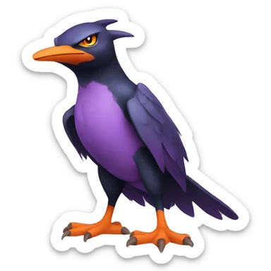 Cool Black Noibat-Quilava-Pokémon with orange belly and purple markings Full Body sticker