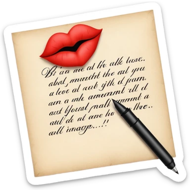 handwritten note with a kiss elegant sticker
